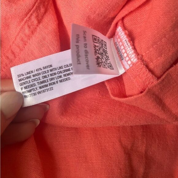 NWT Short Sleeve Linen Romper Coral Pink Women's 0 XS Shorts Universal Thread - Picture 7 of 11
